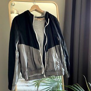 Cute colorblock zip-up jacket with hood